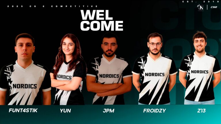 Nordics Esports apresenta lineup fora do tradicional, 4 jogadores + 1 jogadora.